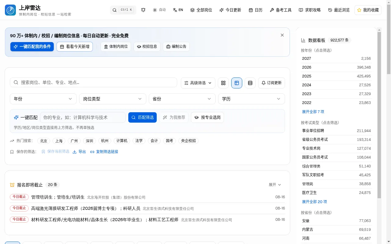 上岸雷达 产品实截图